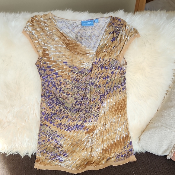 Simply Vera Vera Wang Geometrical Design Blouse Sz XS - Picture 1 of 6